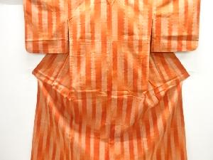 縞織出し手織り紬単衣着物